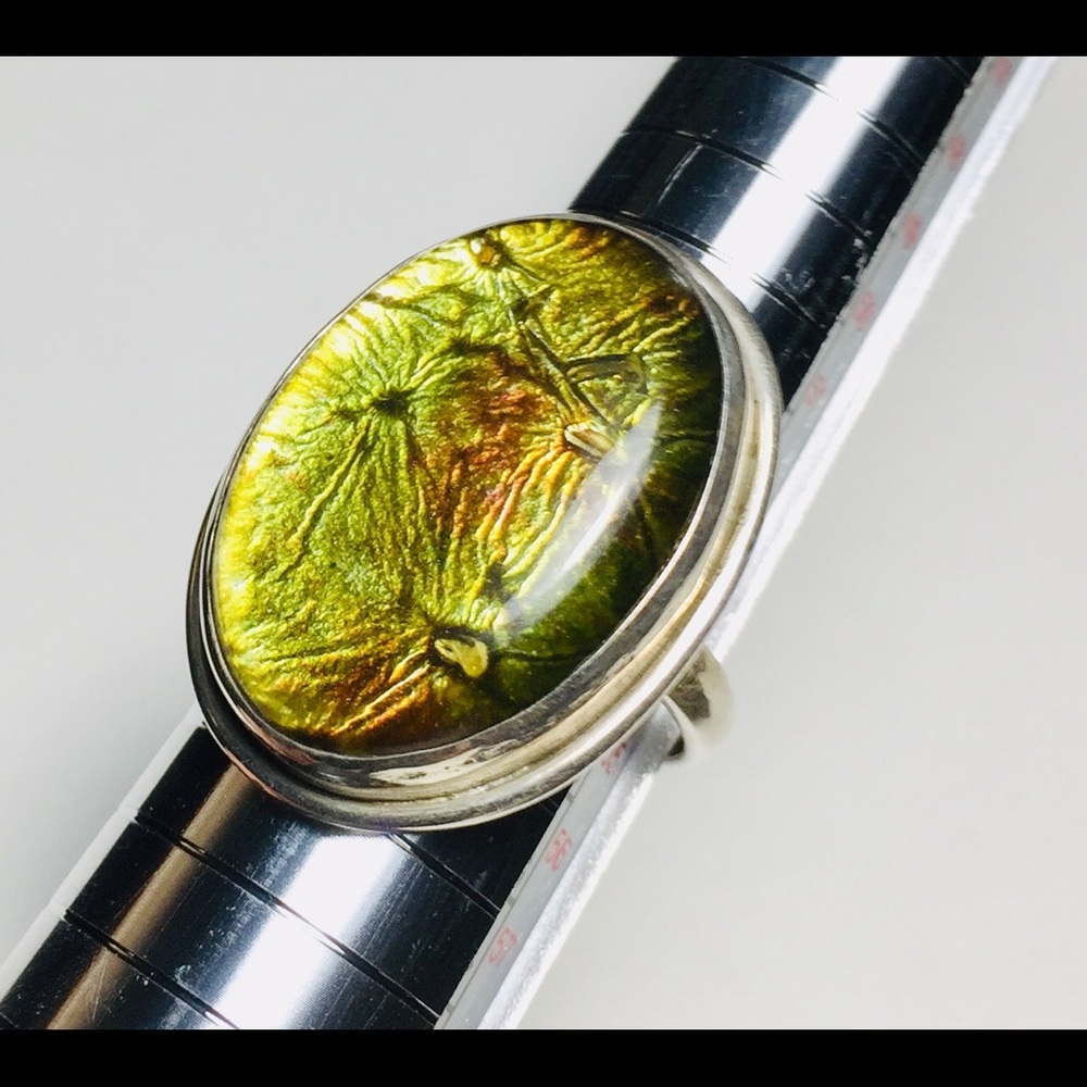 Dichroic Fused Glass 925 Silver Ring